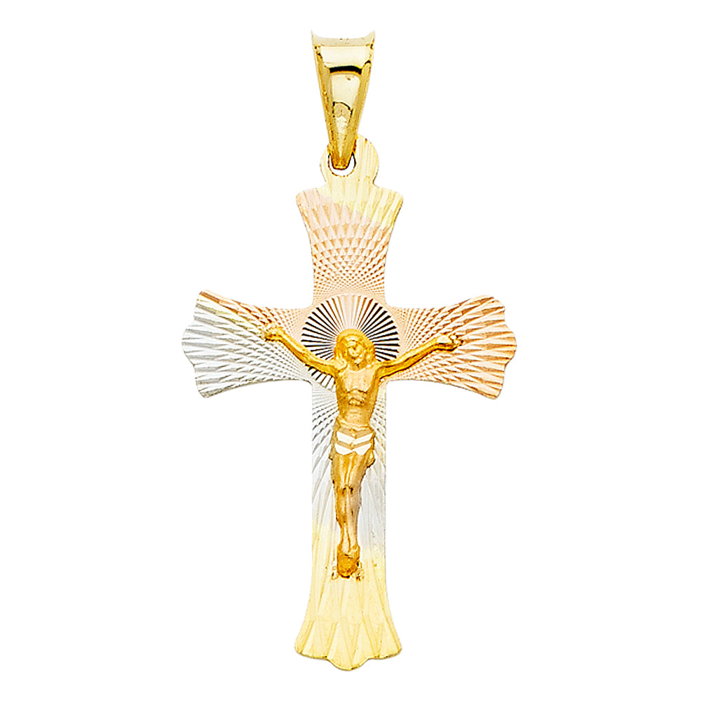 14K Yellow White Rose Gold Religious Stamp Pendant (PT351)