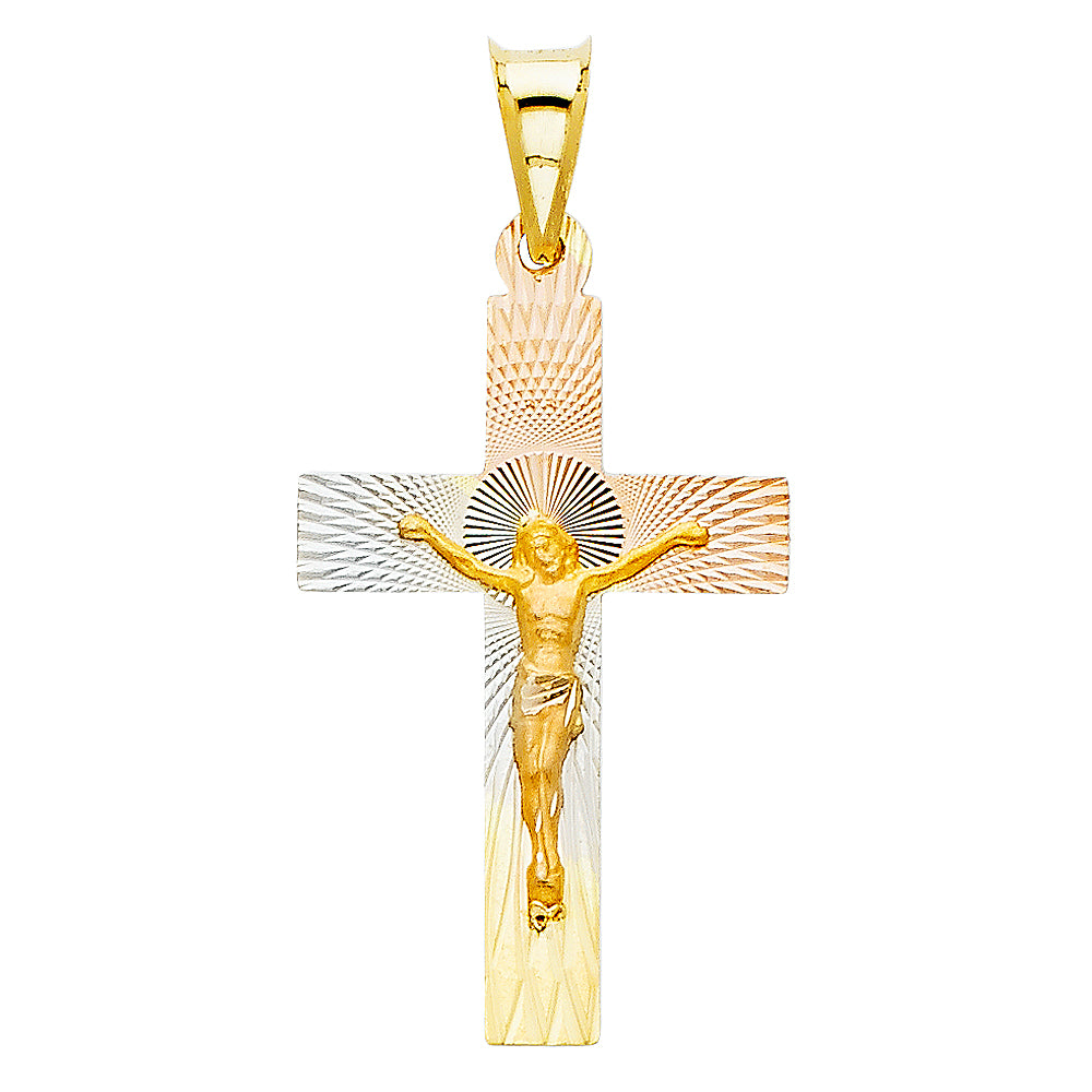 14K Yellow White Rose Gold Religious Stamp Pendant (PT352)