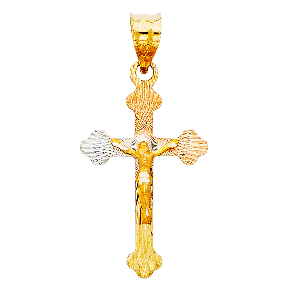 14K Yellow White Rose Gold Religious Stamp Pendant (PT353)