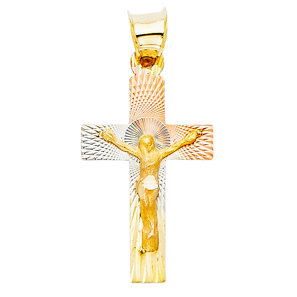 14K Yellow White Rose Gold Religious Stamp Pendant (PT354)