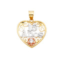 14K Yellow White Rose Gold 15 Years Heart Pendant (PT357)