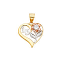 14K Yellow White Rose Gold 15 Years Heart Pendant (PT359)