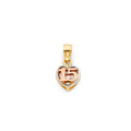 14K Yellow White Rose Gold 15 Years Heart Pendant (PT370)