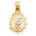 14K Yellow White Rose Gold 15 Years Pendant (PT371)