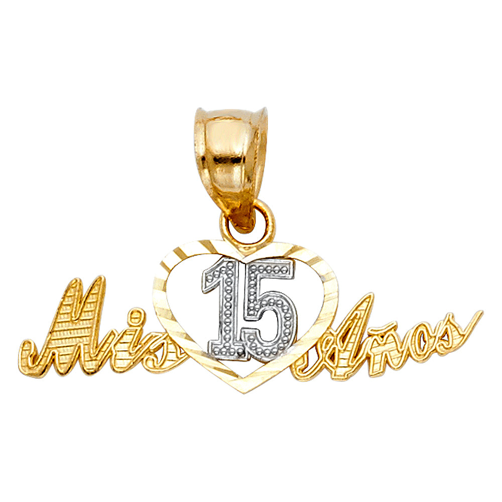 14K Two Tone Gold 15 Years Pendant (PT377)