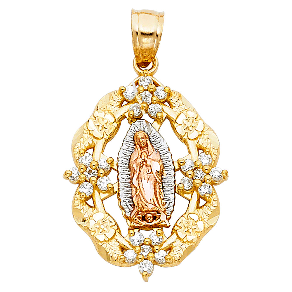 14K Yellow White Rose Gold Religious Pendant (PT379)