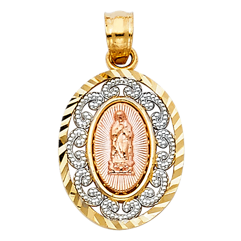14K Yellow White Rose Gold Religious Pendant (PT381)