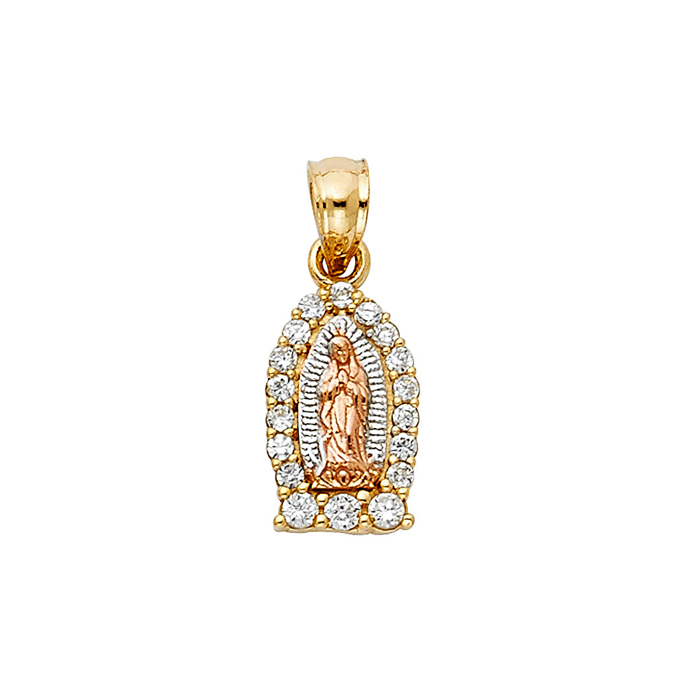 14K Yellow White Rose Gold CZ Religious Pendant (PT392)