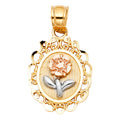 14K Yellow White Rose Gold Flower Pendant (PT399)