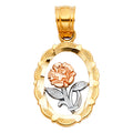 14K Yellow White Rose Gold Flower Pendant (PT400)