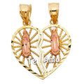 14K Yellow White Rose Gold Heart Pendant (PT403)
