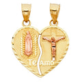14K Two Tone Gold Heart Pendant (PT405)