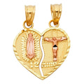 14K Two Tone Gold Heart Pendant (PT406)