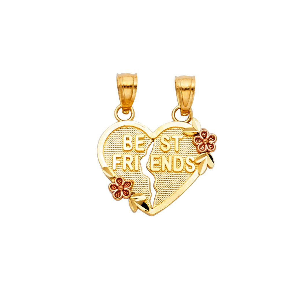 14K Two Tone Gold Heart Pendant (PT413)