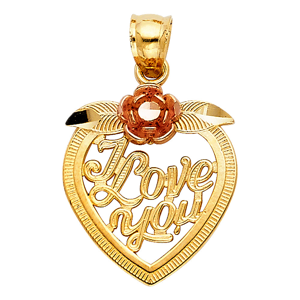 14K Two Tone Gold Heart Pendant (PT416)