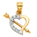 14K Two Tone Gold Heart Pendant (PT420)