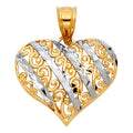 14K Two Tone Gold Heart Pendant (PT428)