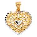 14K Two Tone Gold Heart Pendant (PT430)