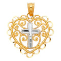 14K Two Tone Gold Heart Pendant (PT431)