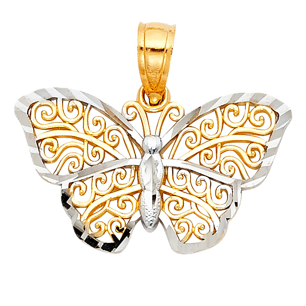 14K Two Tone Gold B-Fly Pendant (PT433)