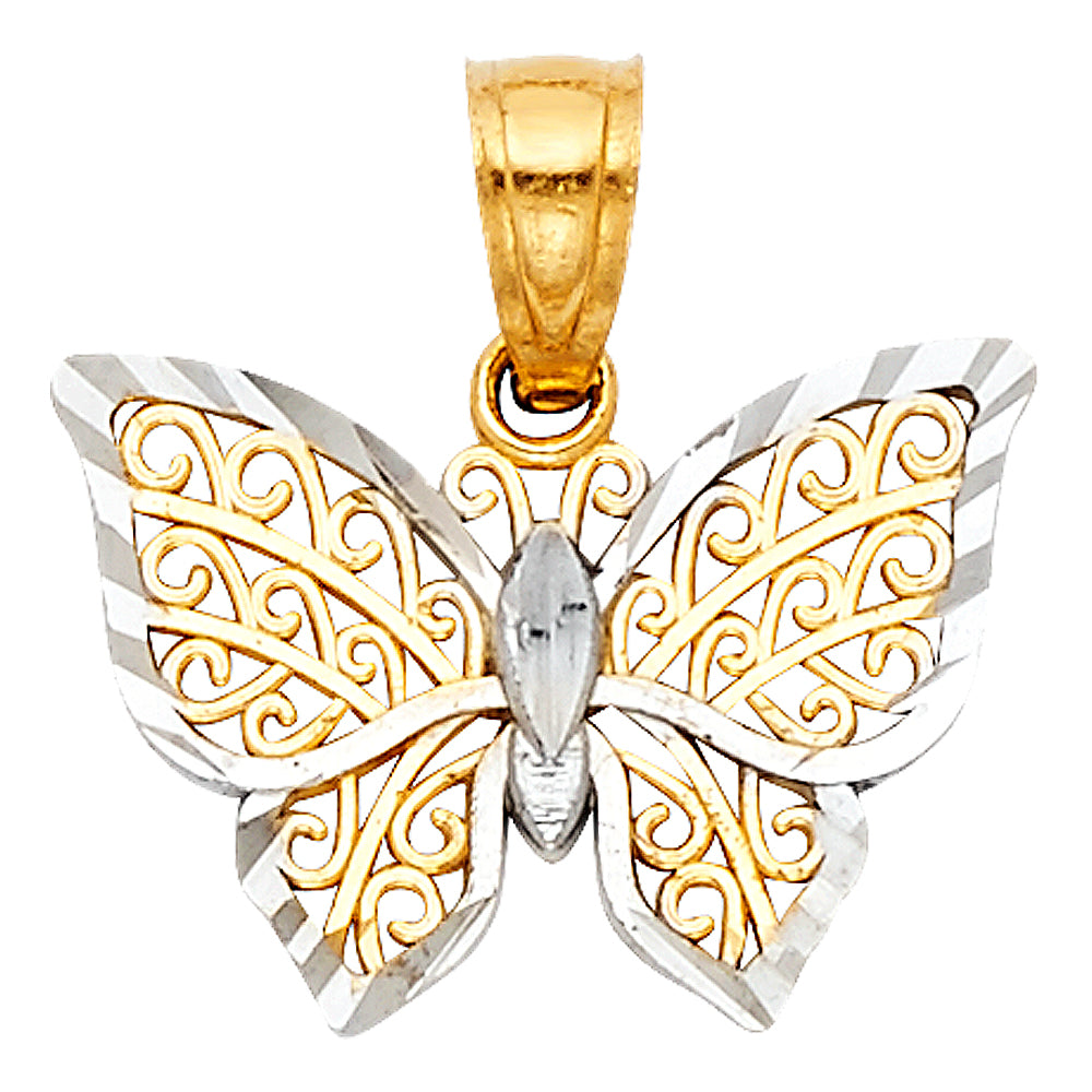 14K Two Tone Gold B-Fly Pendant (PT434)