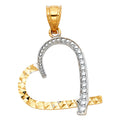 14K Two Tone Gold Heart Pendant (PT435)