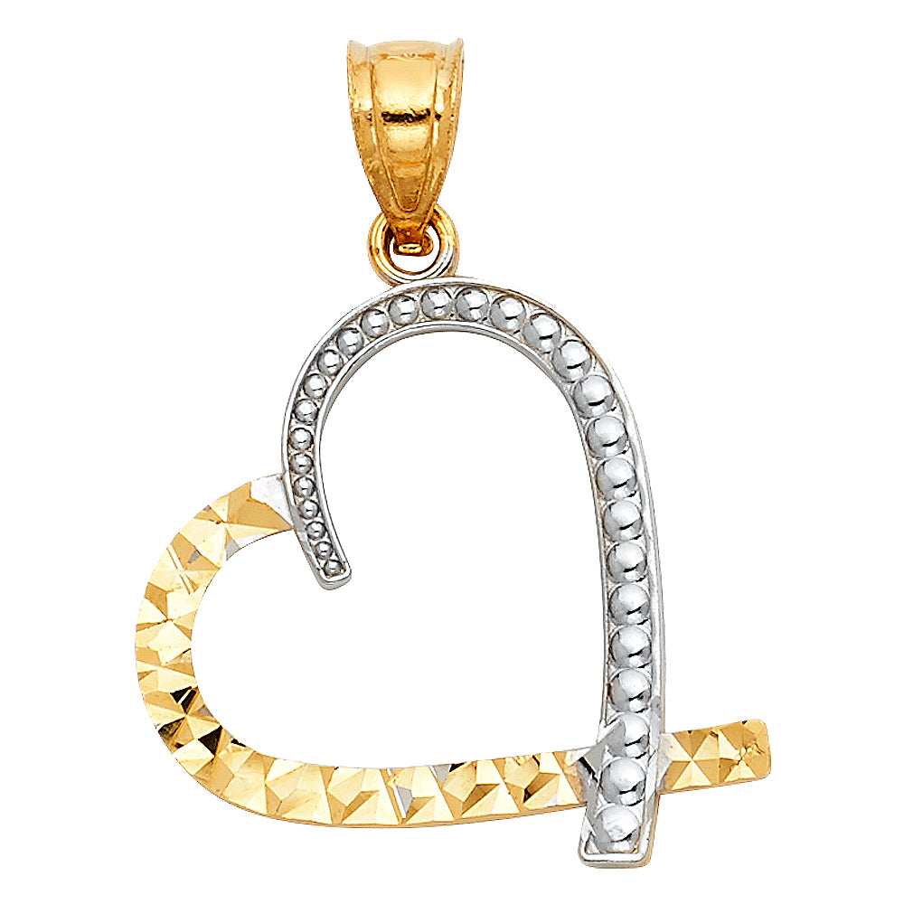 14K Two Tone Gold Heart Pendant (PT435)