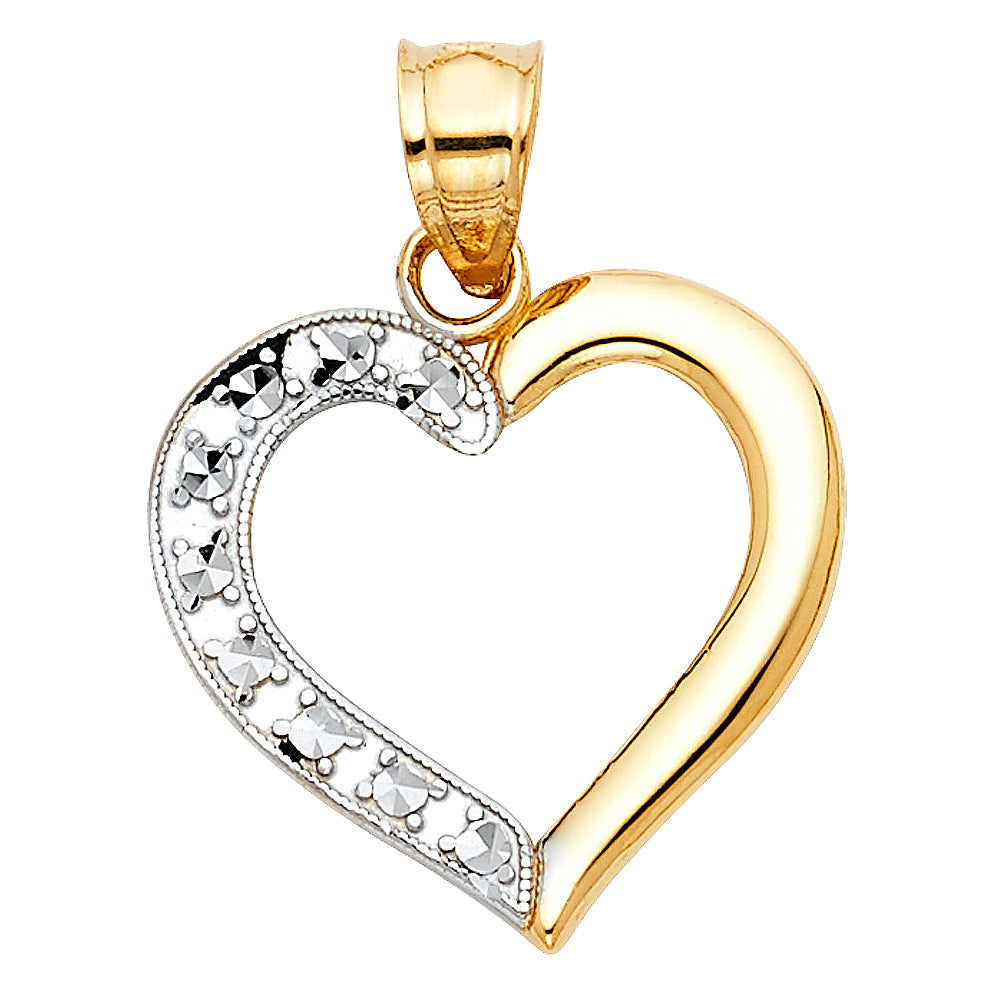 14K Two Tone Gold Heart Pendant (PT436)