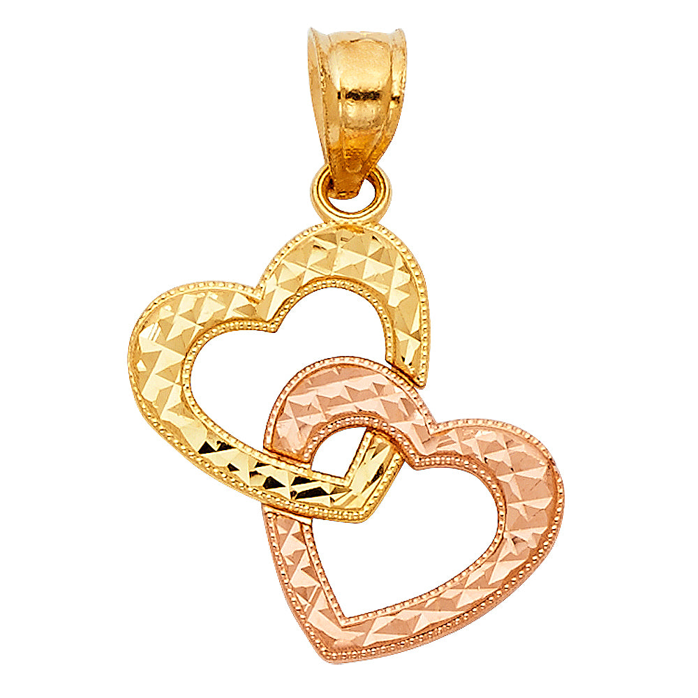14K Two Tone Gold Heart Pendant (PT437)