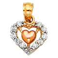 14K Yellow White Rose Gold Heart Pendant (PT439)