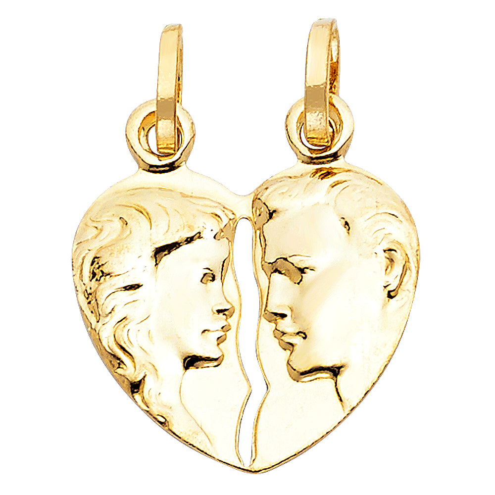 14K Yellow Gold Hollow Heart Pendant (PT443)