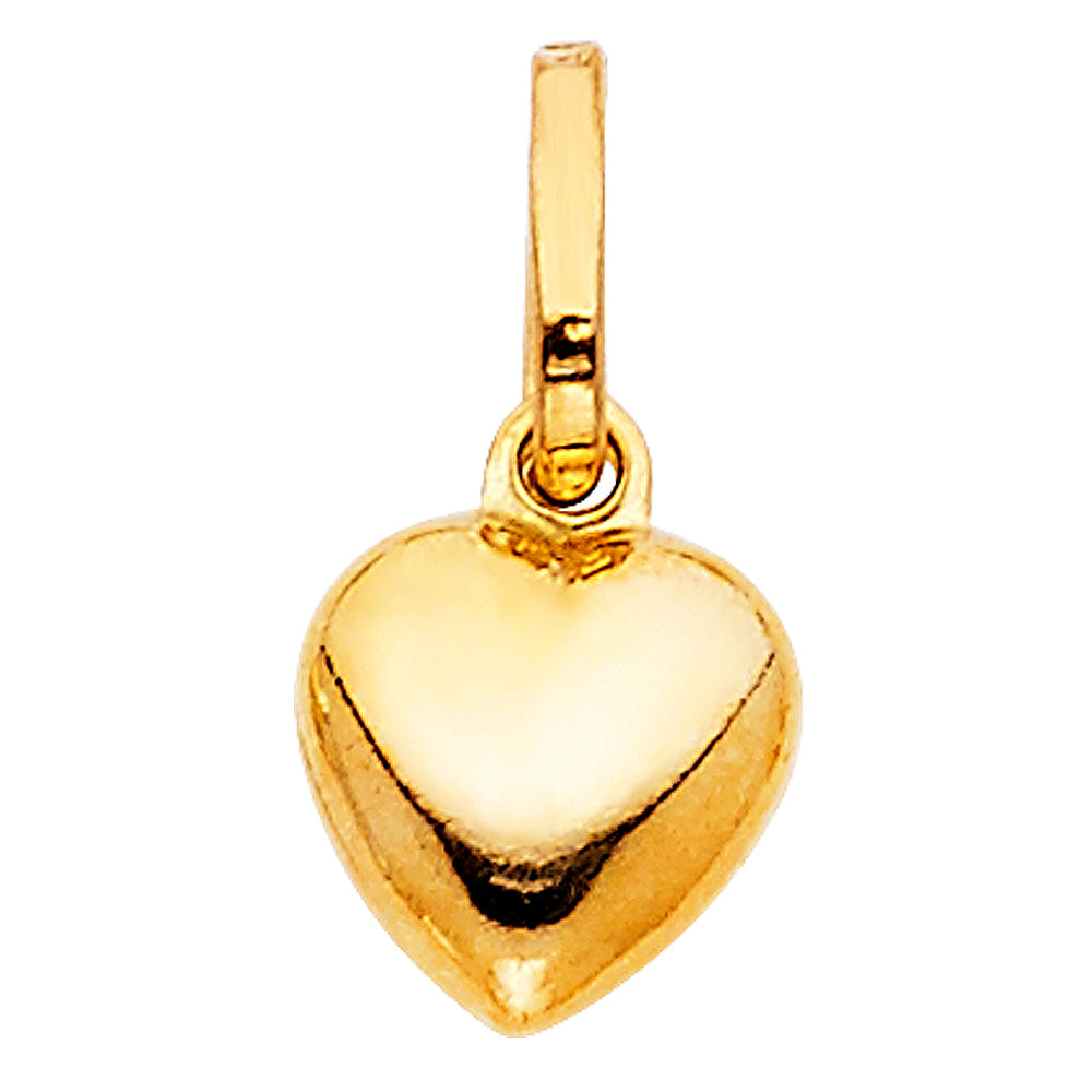 14K Yellow Gold Hollow Heart Pendant (PT446)