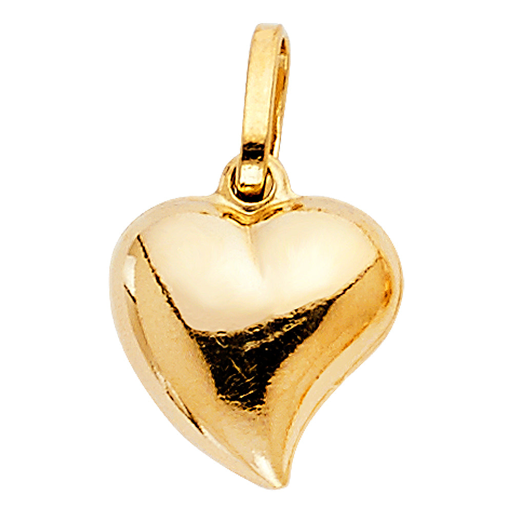 14K Yellow Gold Hollow Heart Pendant (PT449)