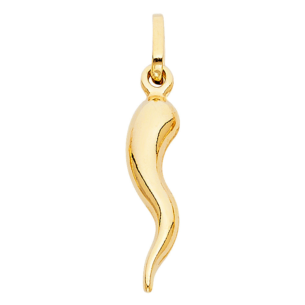 14K Yellow Gold Hollow Horn Pendant (PT457)