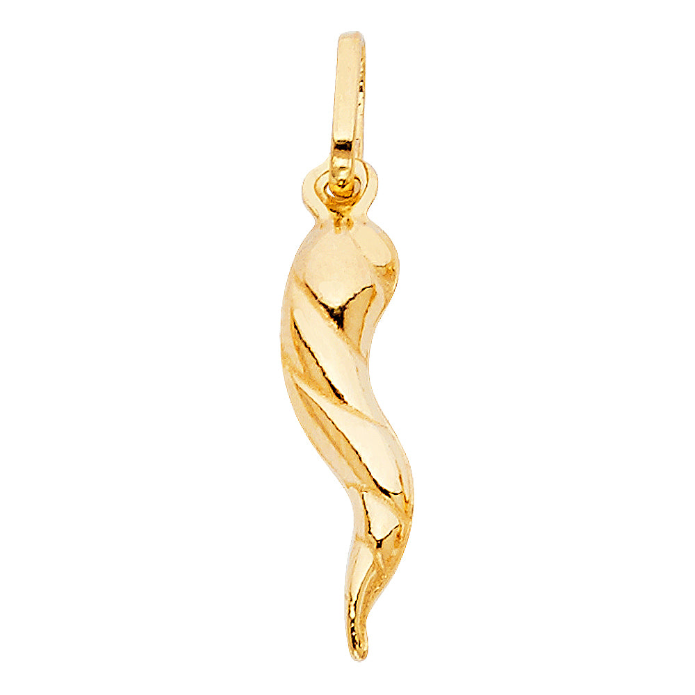 14K Yellow Gold Hollow Horn Pendant (PT459)
