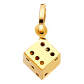 14K Yellow Gold Hollow Dice Pendant (PT461)