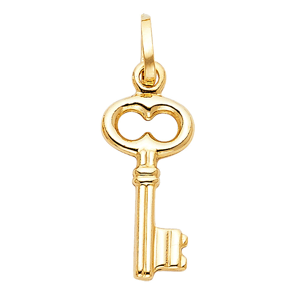 14K Yellow Gold Hollow Key Pendant (PT463)