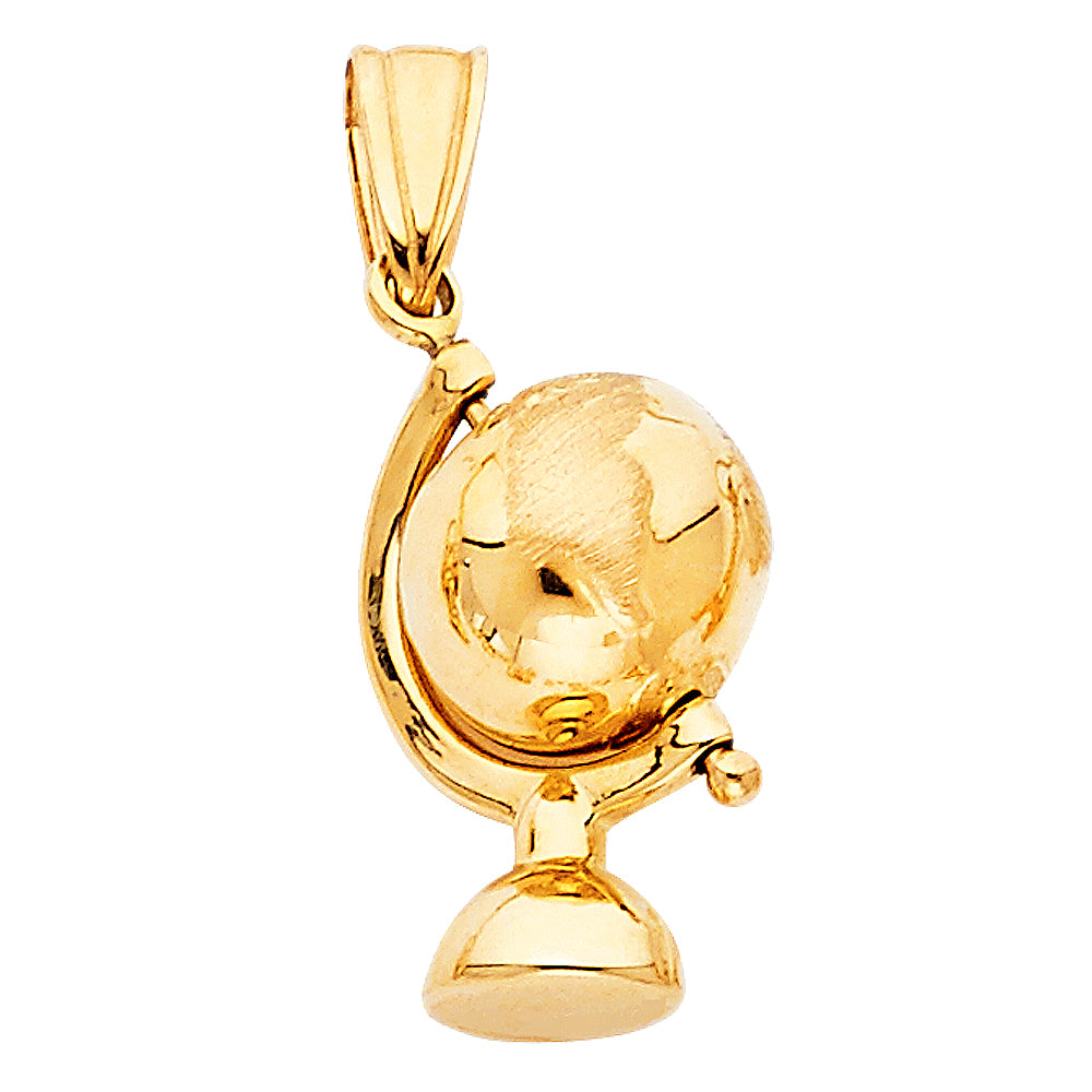 14K Yellow Gold Hollow Globe Pendant (PT469)