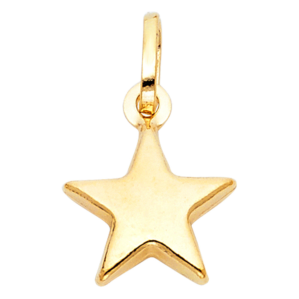 14K Yellow Gold Hollow Star Pendant (PT473)