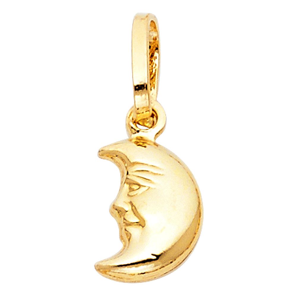 14K Yellow Gold Hollow Moon Pendant (PT474)