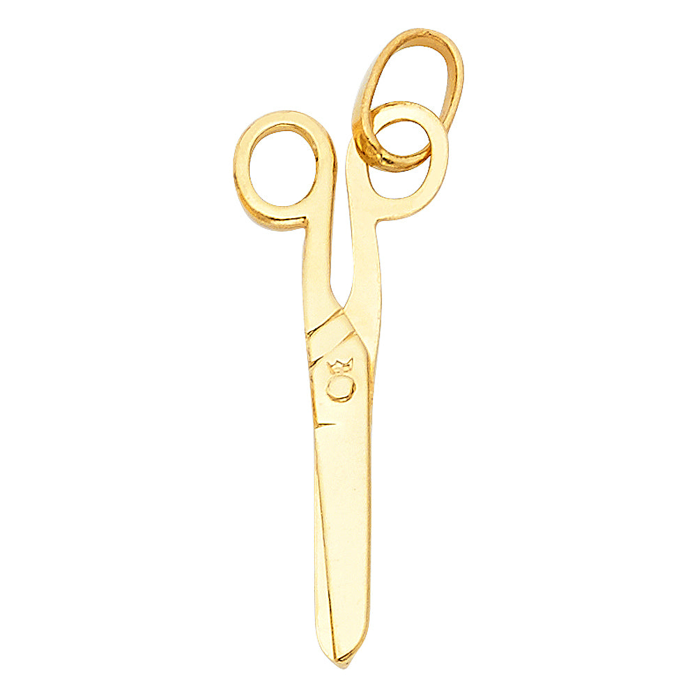 14K Yellow Gold Scissors Pendant (PT477)