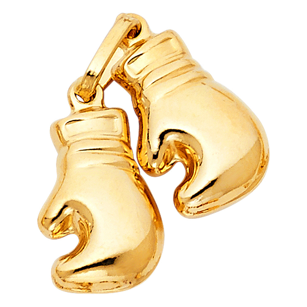 14K Yellow Gold Boxing Gloves Pendant (PT479)