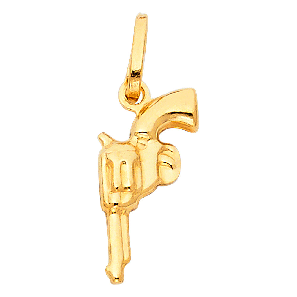 14K Yellow Gold Hollow Gun Pendant (PT481)