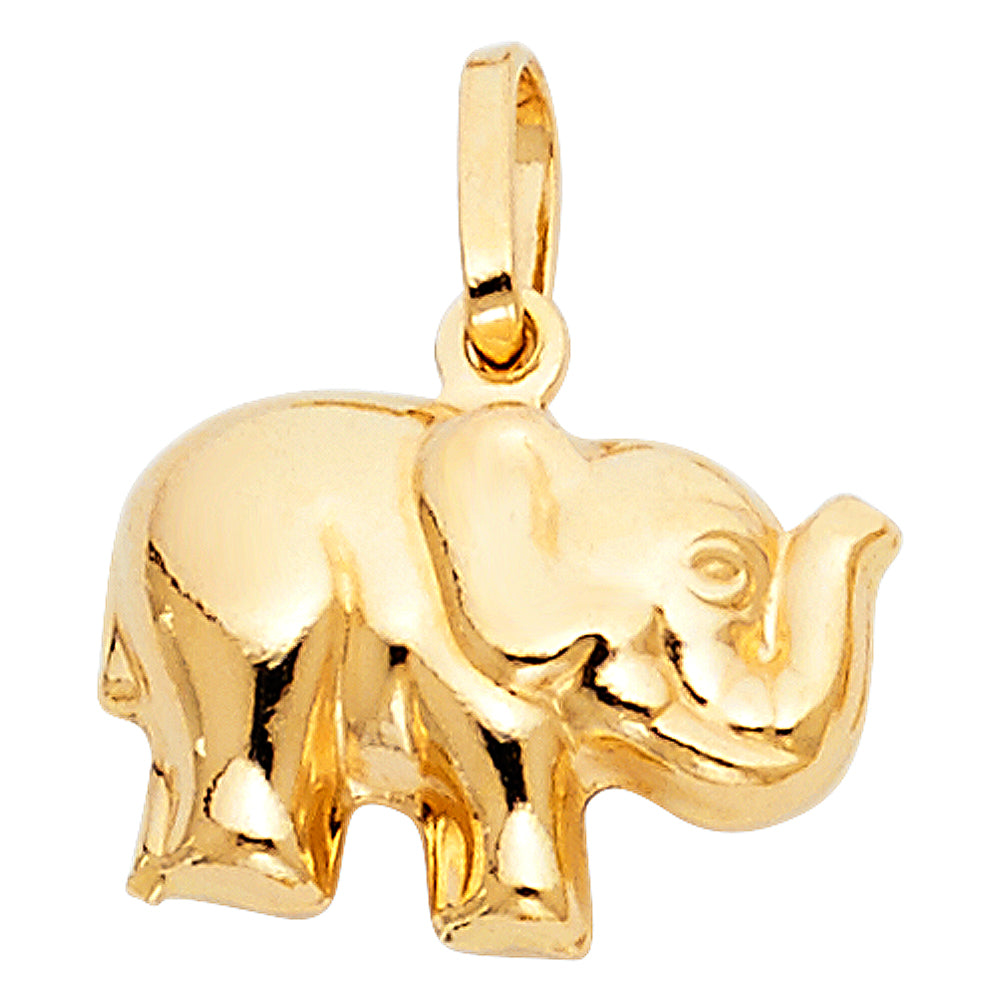 14K Yellow Gold Hollow Elephant Pendant (PT490)