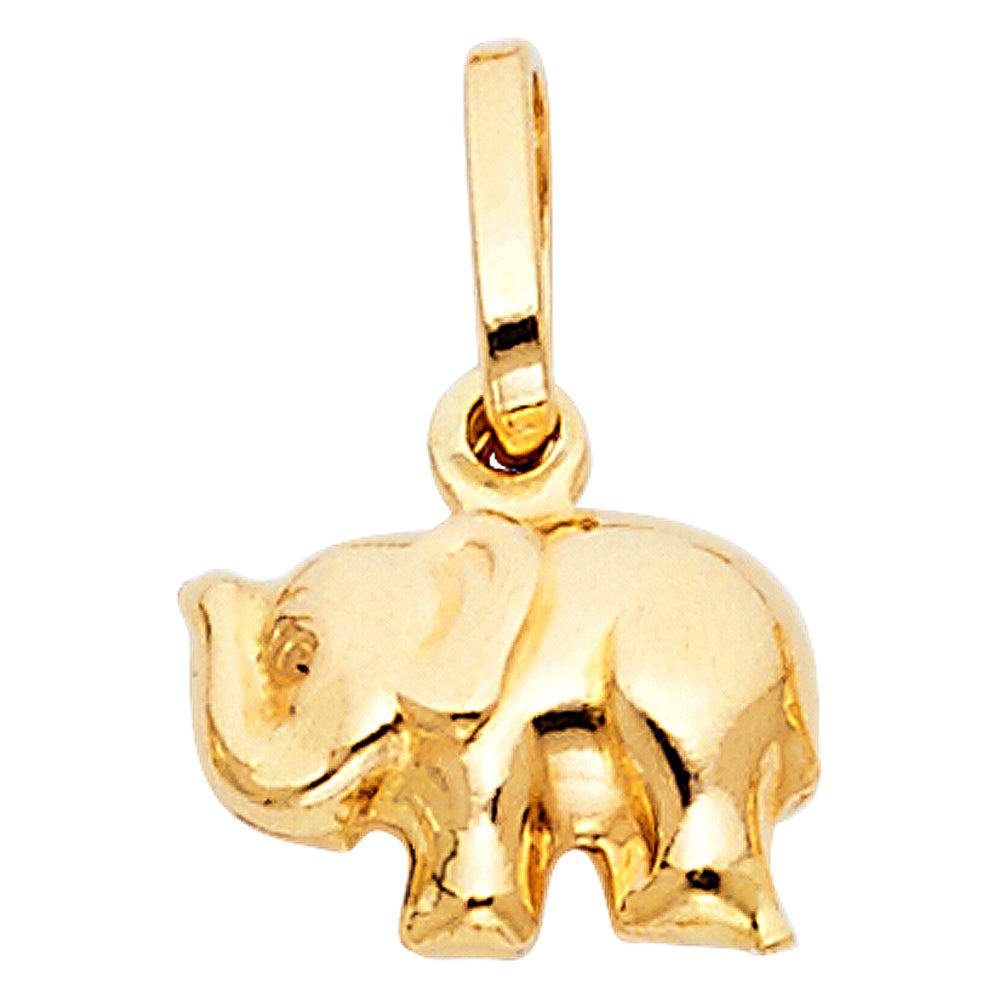 14K Yellow Gold Hollow Elephant Pendant (PT492)
