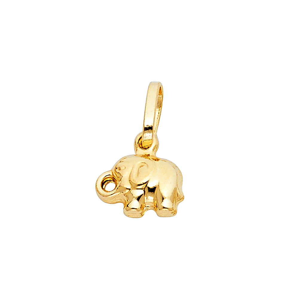 14K Yellow Gold Hollow Elephant Pendant (PT493)