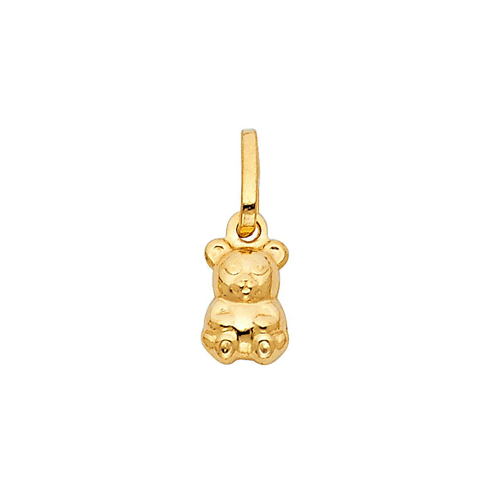 14K Yellow Gold Hollow Baby Bear Pendant (PT494)