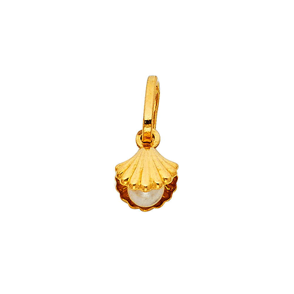 14K Yellow Gold Pearl Shell Pendant (PT496)