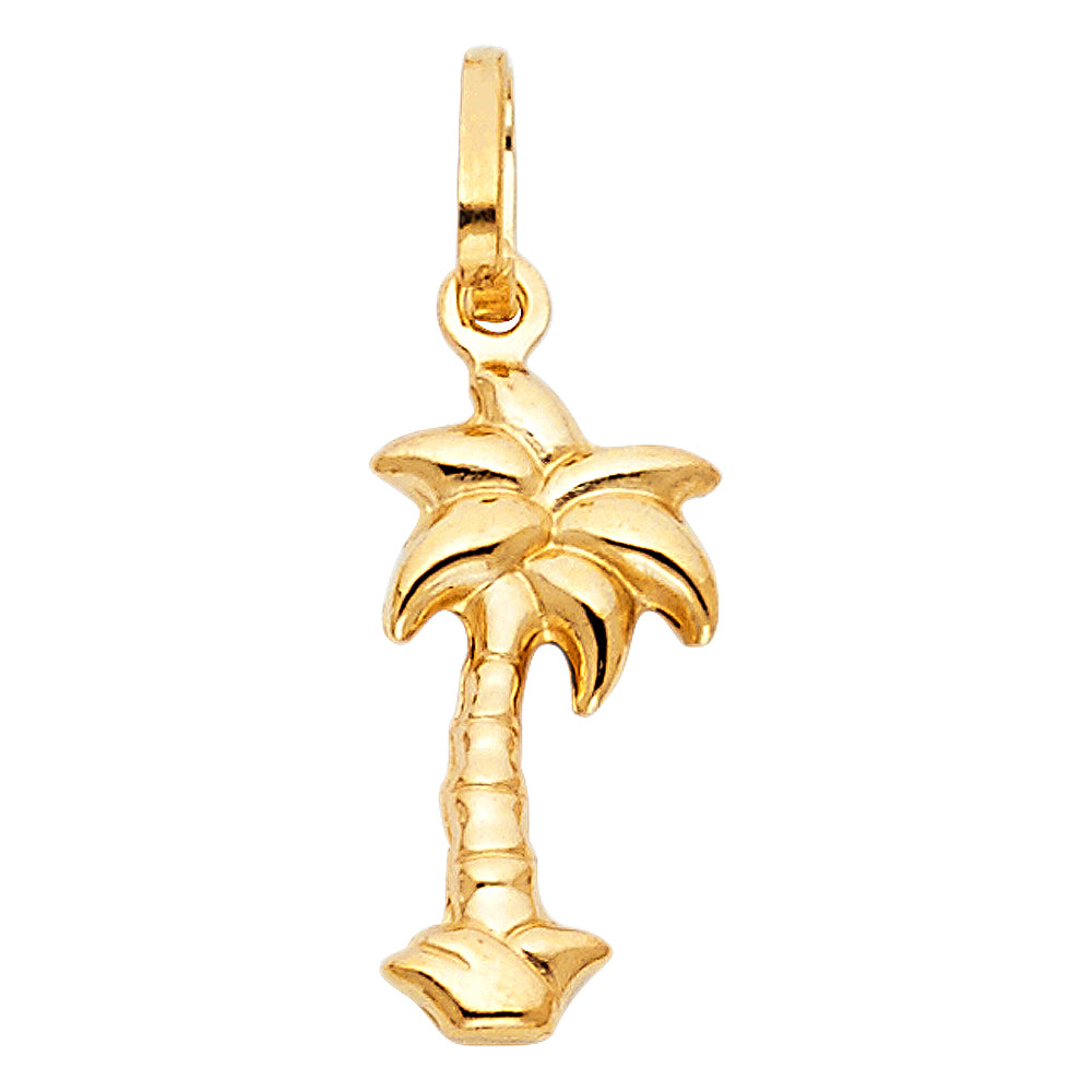 14K Yellow Gold Hollow Palm Tree Pendant (PT500)