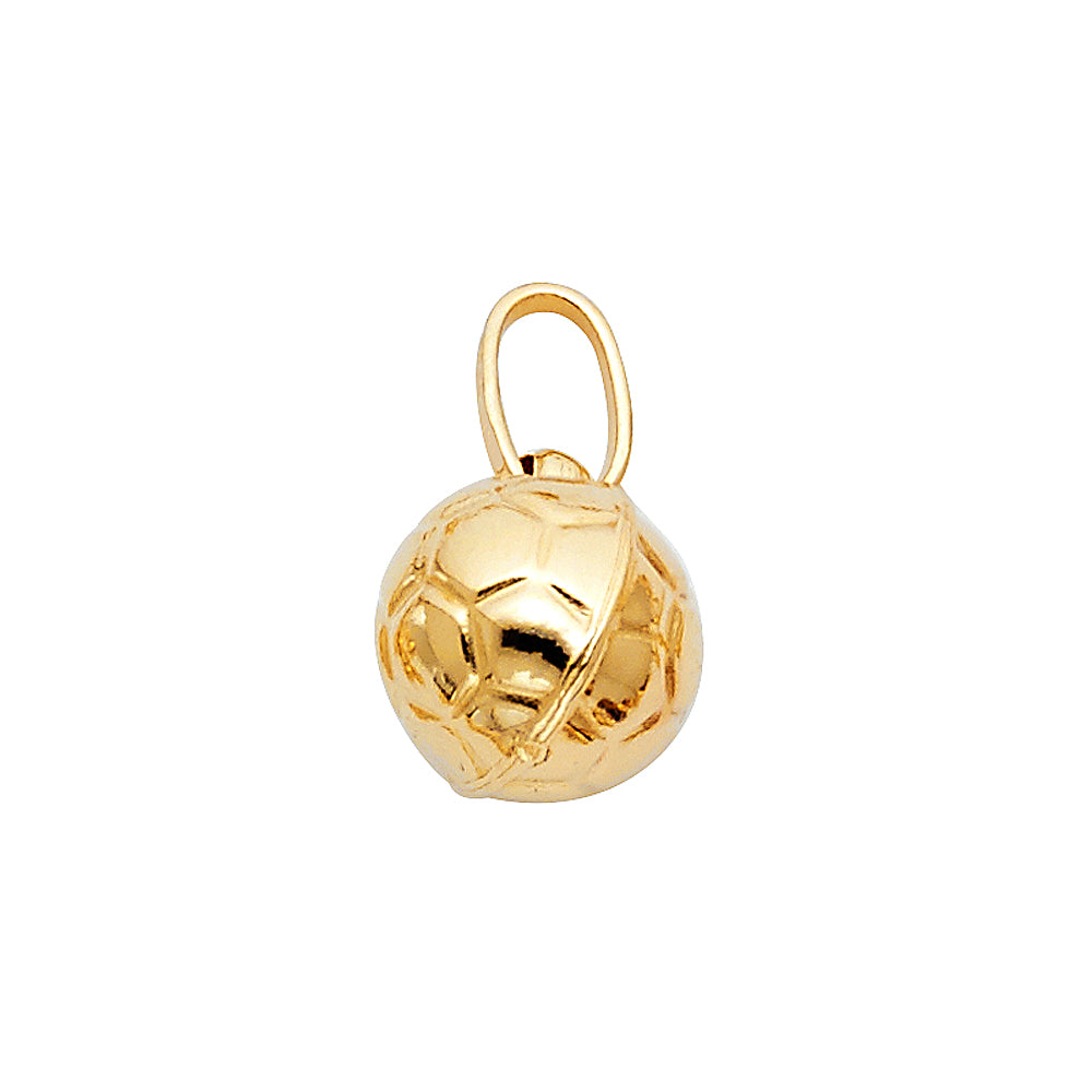 14K Yellow Gold Hollow Scoccer Ball Pendant (PT502)